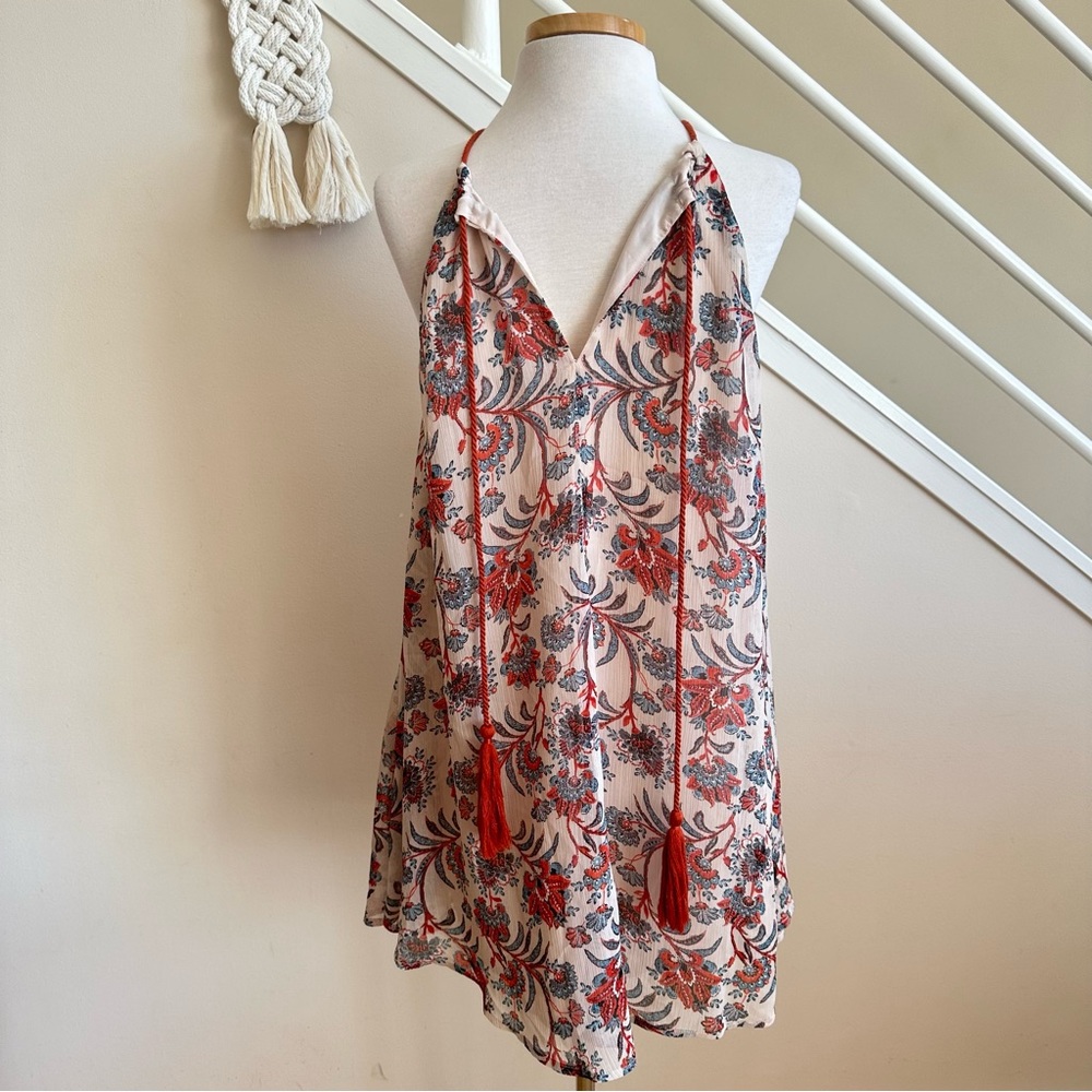 BB Dakota Allisa Floral Halter Trapeze Swing Mini Dress Cream Red Size Small NWT - Picture 8 of 15